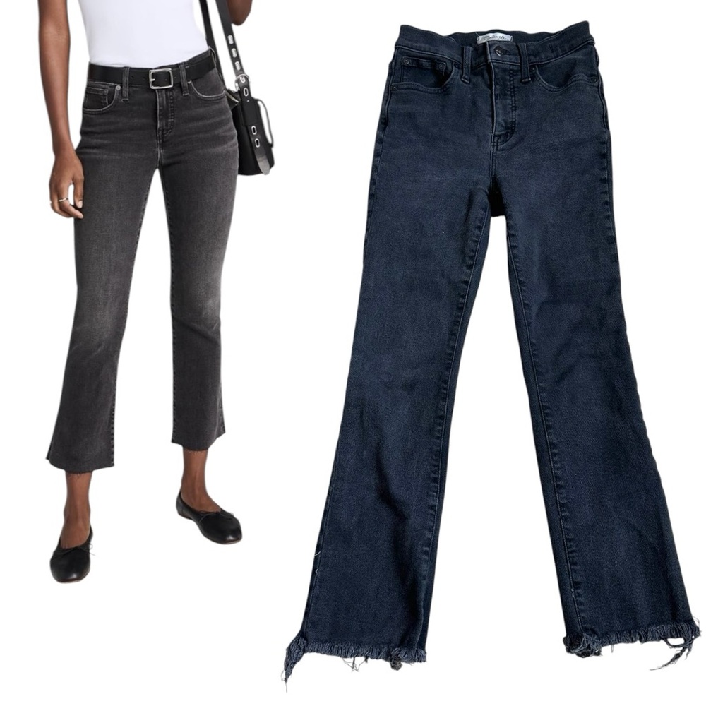 Madewell 26 Black Cali Demi-Boot Cropped Raw Hem Jeans